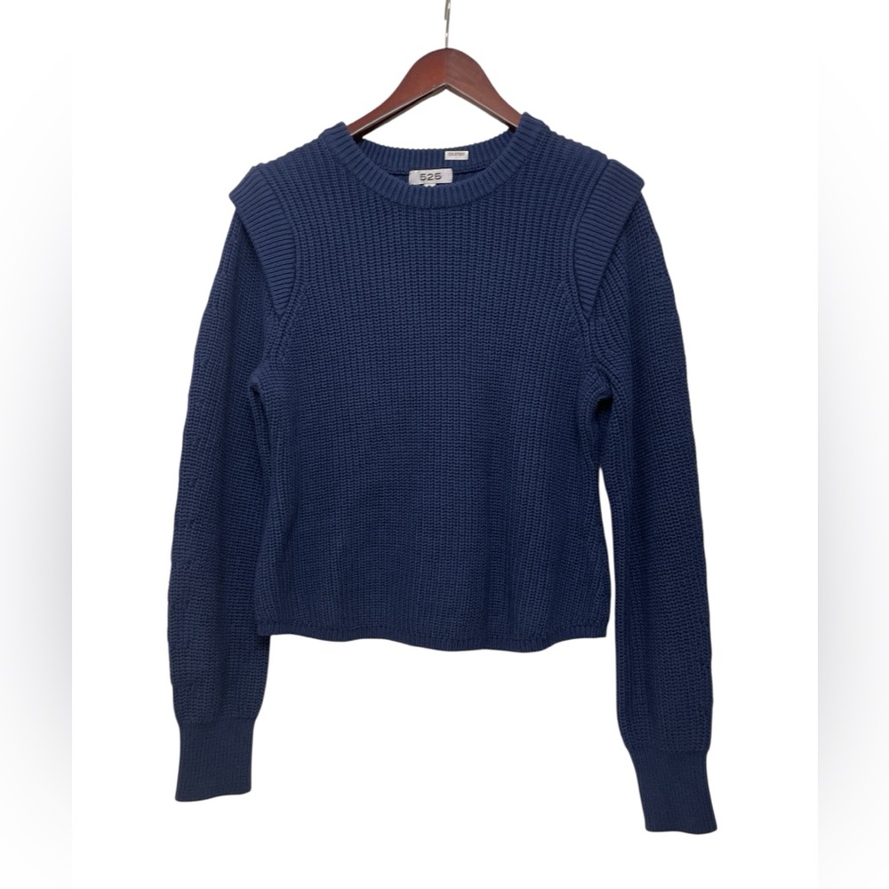 525 America ($139USD) Navy 100% Cotton Knit Crew Sweater